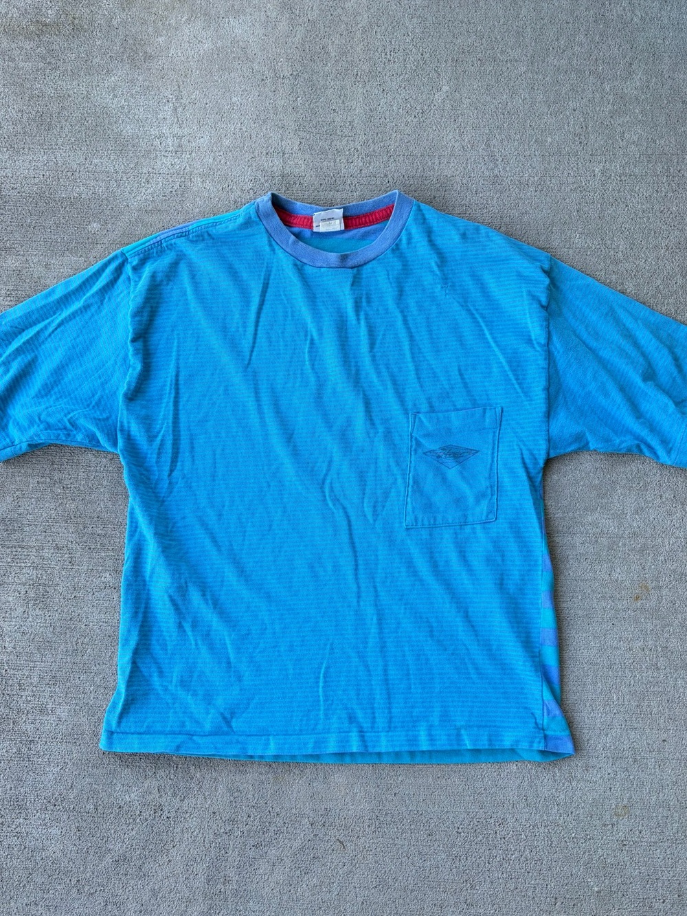 Vintage 90s Hobie striped blue purple sailing boat tee t-shirt pocket top